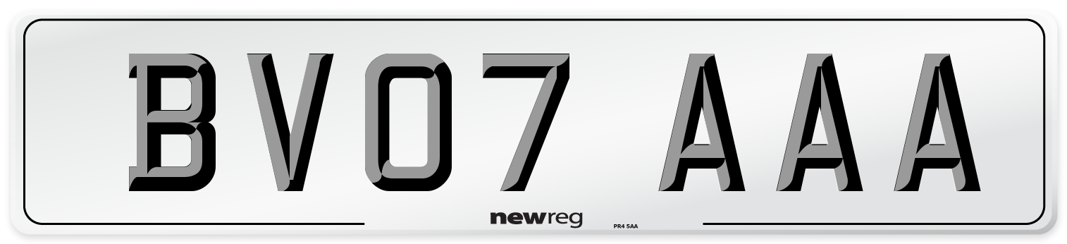 BV07 AAA Number Plate from New Reg